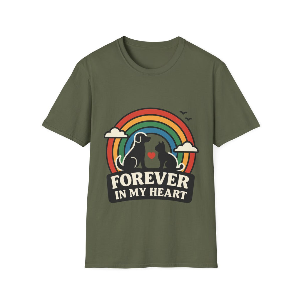 Rainbow Bridge Pet Memorial Shirt, Dog Cat Loss Gift, Forever in My Heart, Pet Remembrance Tee, Sympathy Gift for Pet Owner