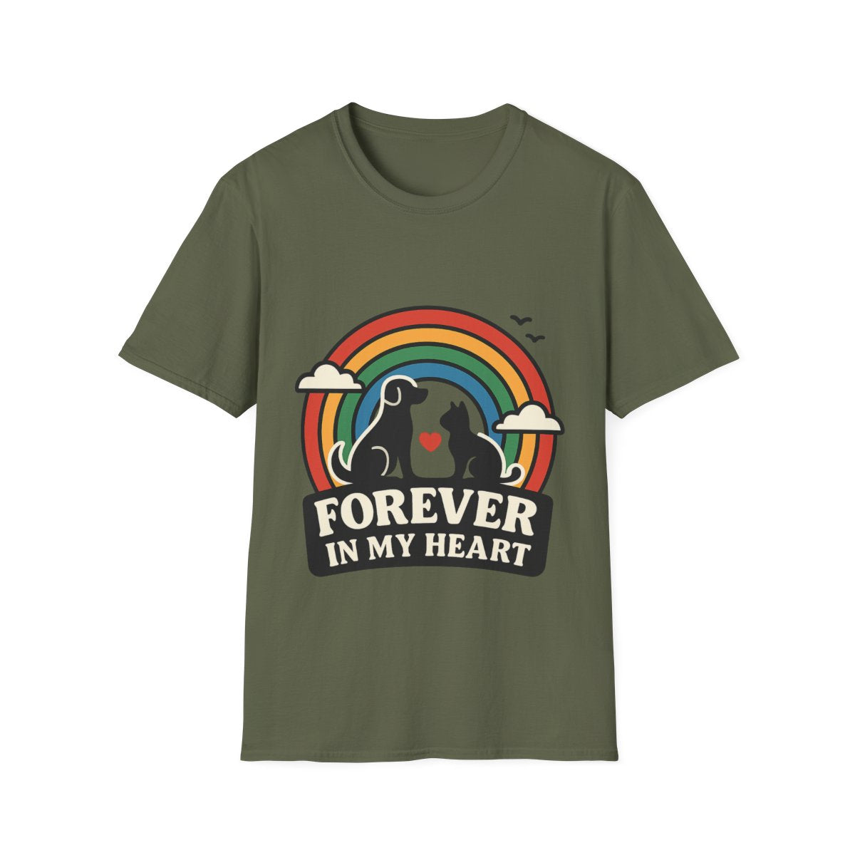 Rainbow Bridge Pet Memorial Shirt, Dog Cat Loss Gift, Forever in My Heart, Pet Remembrance Tee, Sympathy Gift for Pet Owner