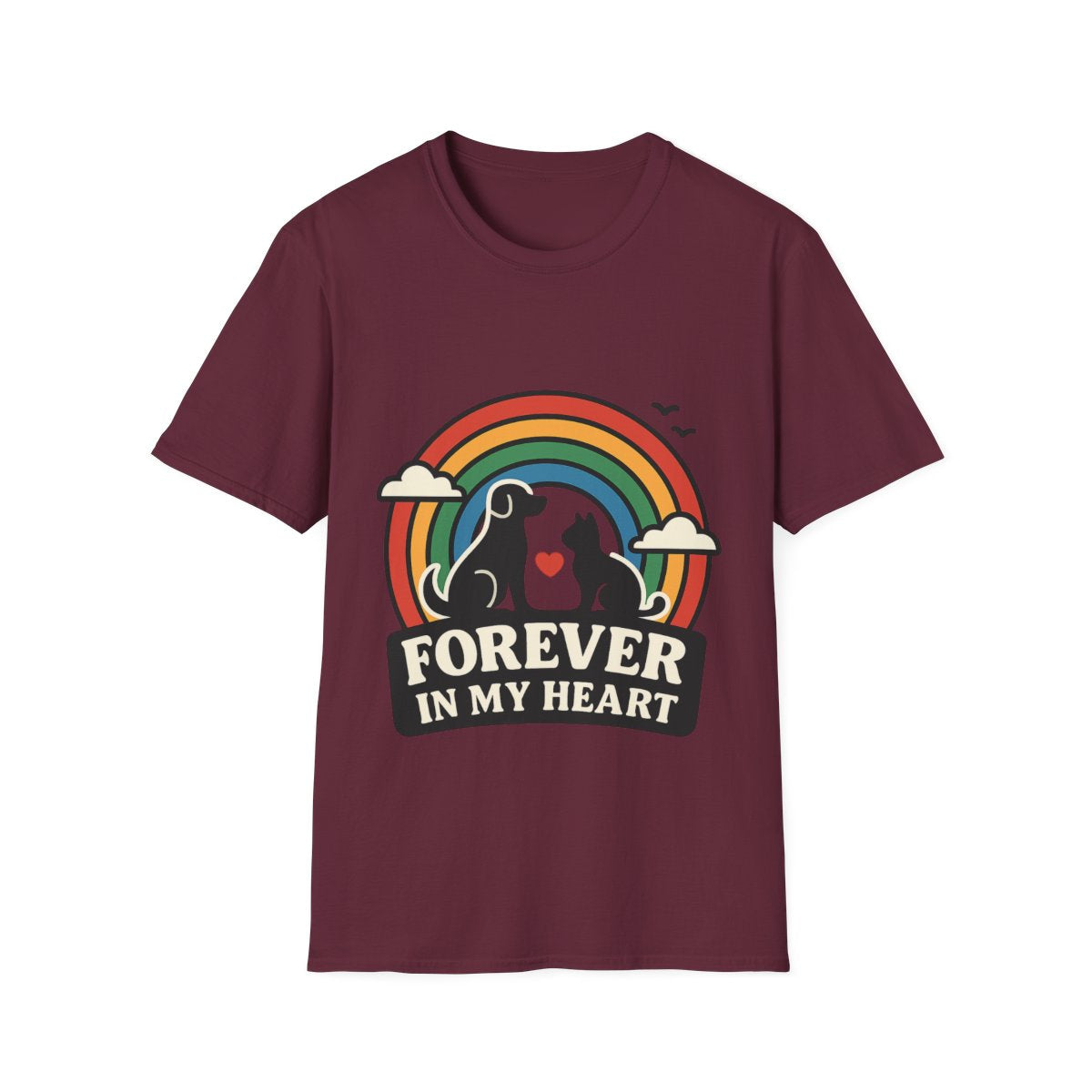 Rainbow Bridge Pet Memorial Shirt, Dog Cat Loss Gift, Forever in My Heart, Pet Remembrance Tee, Sympathy Gift for Pet Owner