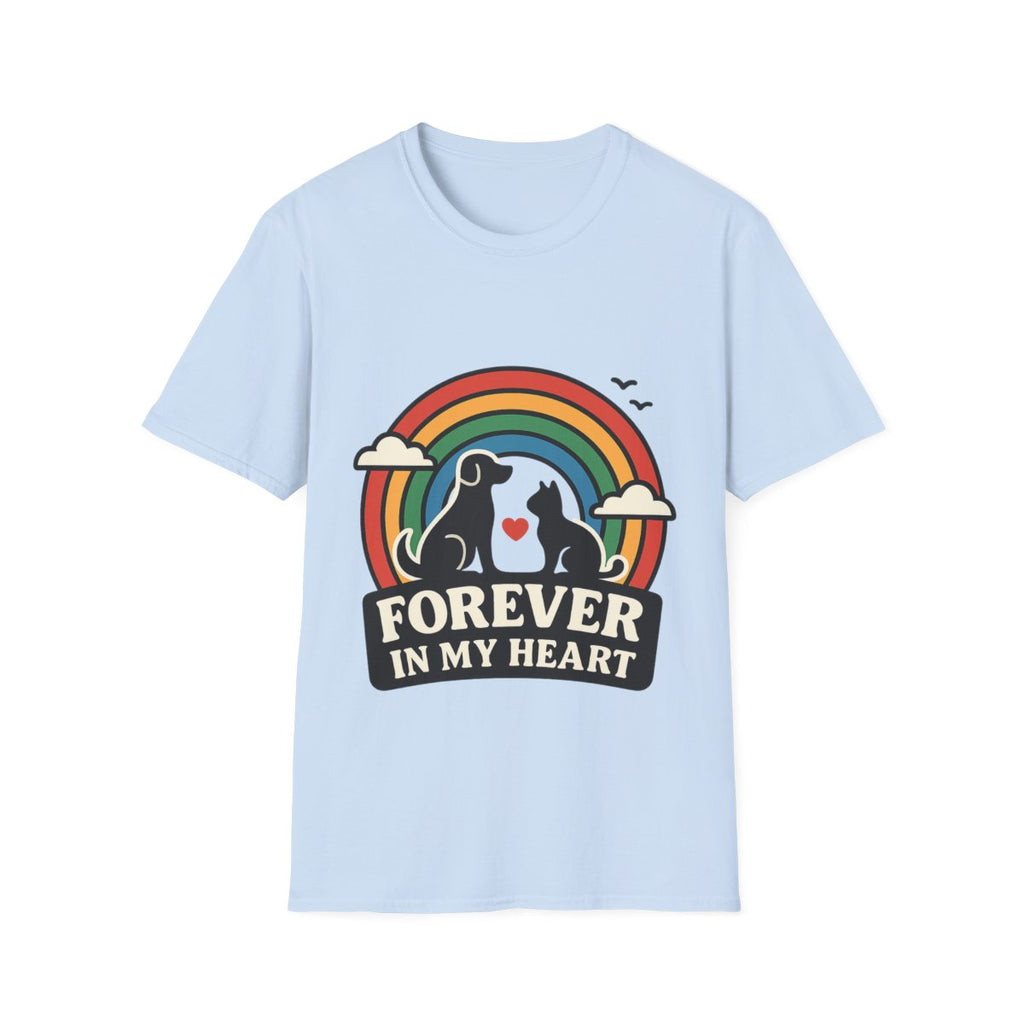 Rainbow Bridge Pet Memorial Shirt, Dog Cat Loss Gift, Forever in My Heart, Pet Remembrance Tee, Sympathy Gift for Pet Owner