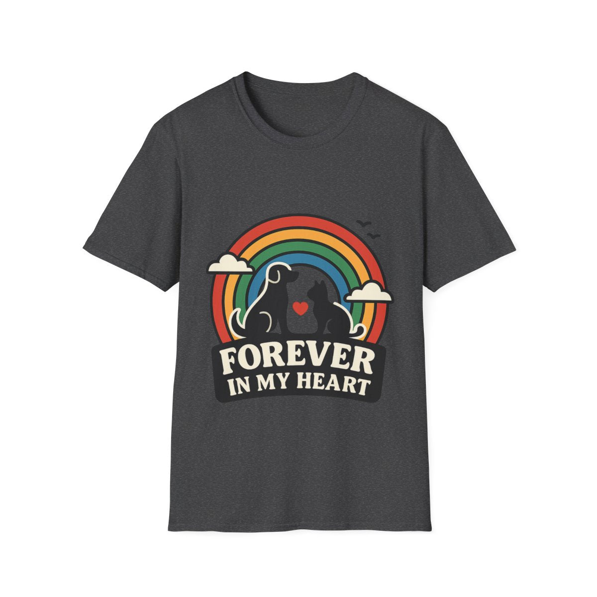 Rainbow Bridge Pet Memorial Shirt, Dog Cat Loss Gift, Forever in My Heart, Pet Remembrance Tee, Sympathy Gift for Pet Owner