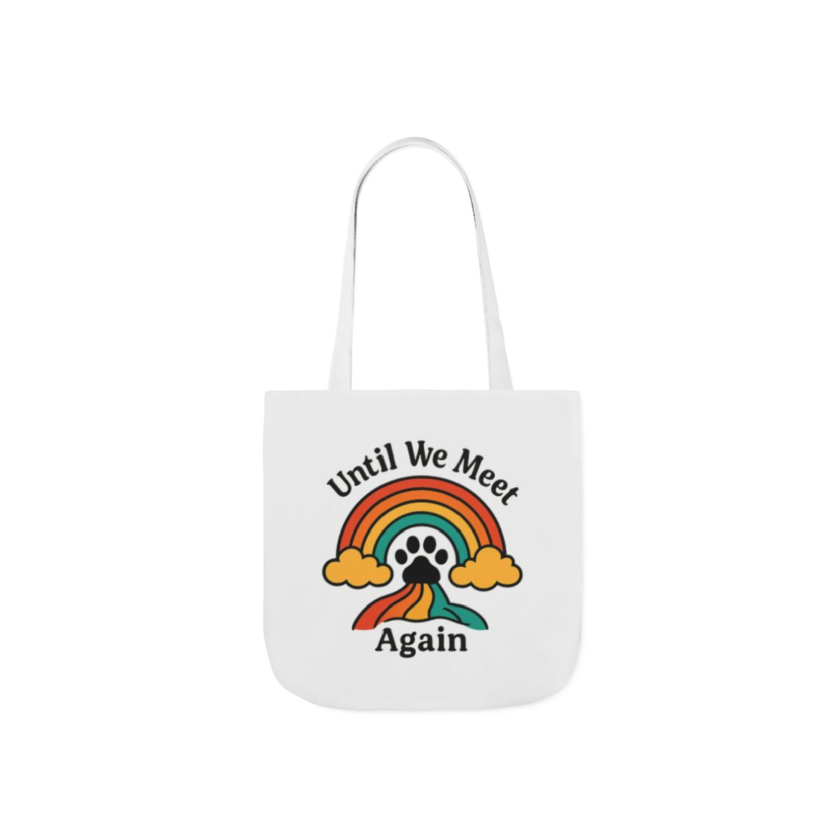 Rainbow Bridge Pet Memorial Tote Bag, Pet Loss Gift, Dog Cat Paw Print Remembrance Bag, Until We Meet Again Sympathy Gift