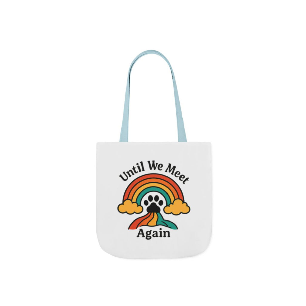 Rainbow Bridge Pet Memorial Tote Bag, Pet Loss Gift, Dog Cat Paw Print Remembrance Bag, Until We Meet Again Sympathy Gift