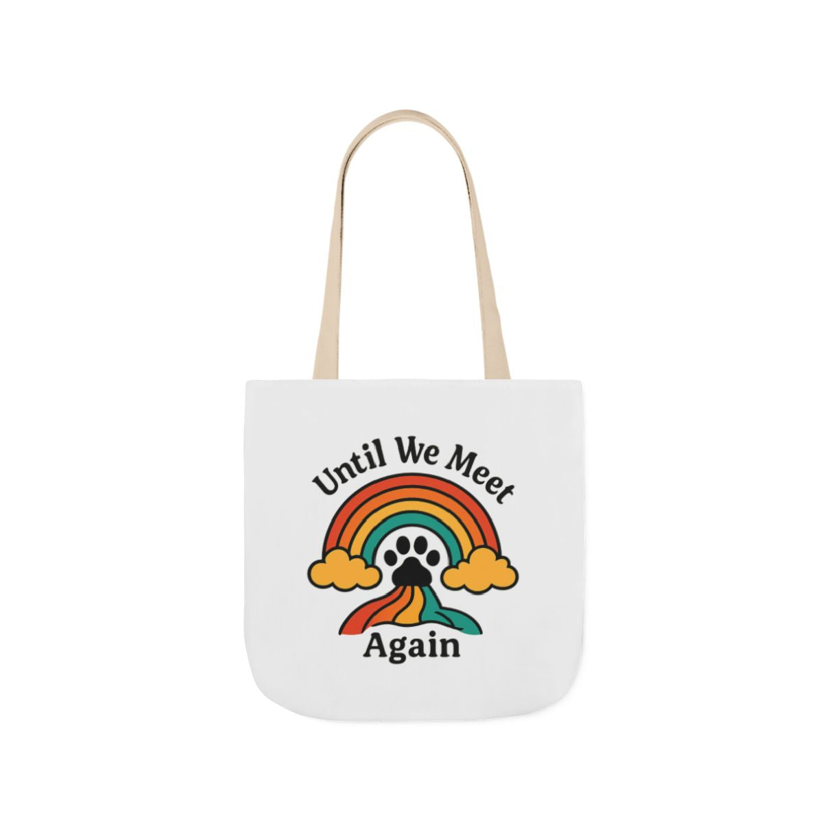 Rainbow Bridge Pet Memorial Tote Bag, Pet Loss Gift, Dog Cat Paw Print Remembrance Bag, Until We Meet Again Sympathy Gift