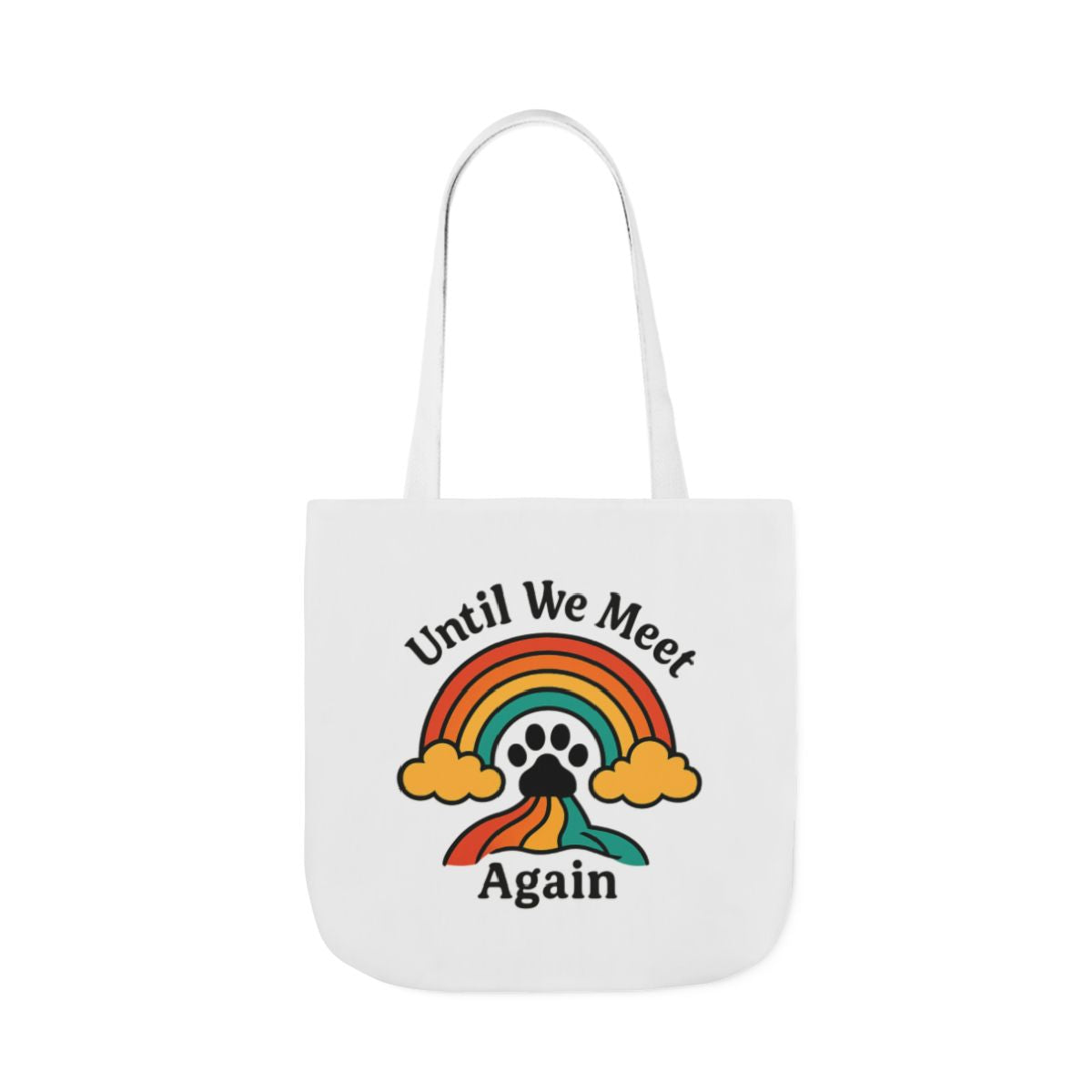 Rainbow Bridge Pet Memorial Tote Bag, Pet Loss Gift, Dog Cat Paw Print Remembrance Bag, Until We Meet Again Sympathy Gift