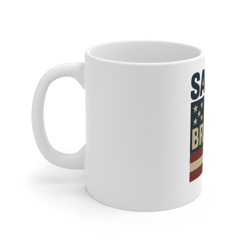 Salute the Brave Military Mug, Patriotic Veteran Gift, American Flag Coffee Mug, Army Navy Marines Gift, Military Service Mug