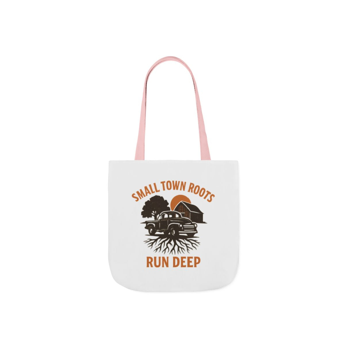 Small Town Roots Run Deep Tote Bag | Rural Heritage Pride Gift | Vintage Pickup Truck Barn Tote | Country Hometown Nostalgia Bag