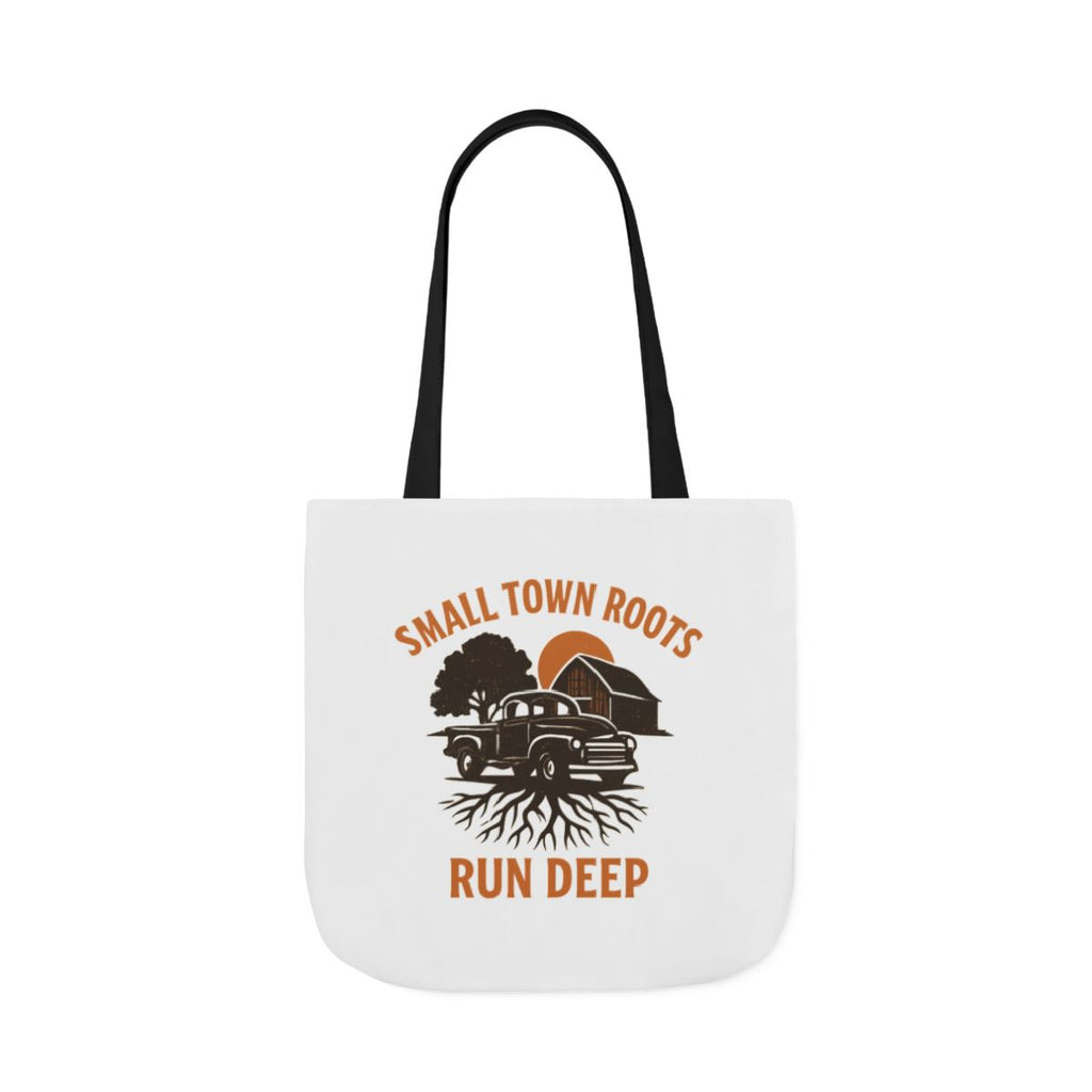 Small Town Roots Run Deep Tote Bag | Rural Heritage Pride Gift | Vintage Pickup Truck Barn Tote | Country Hometown Nostalgia Bag