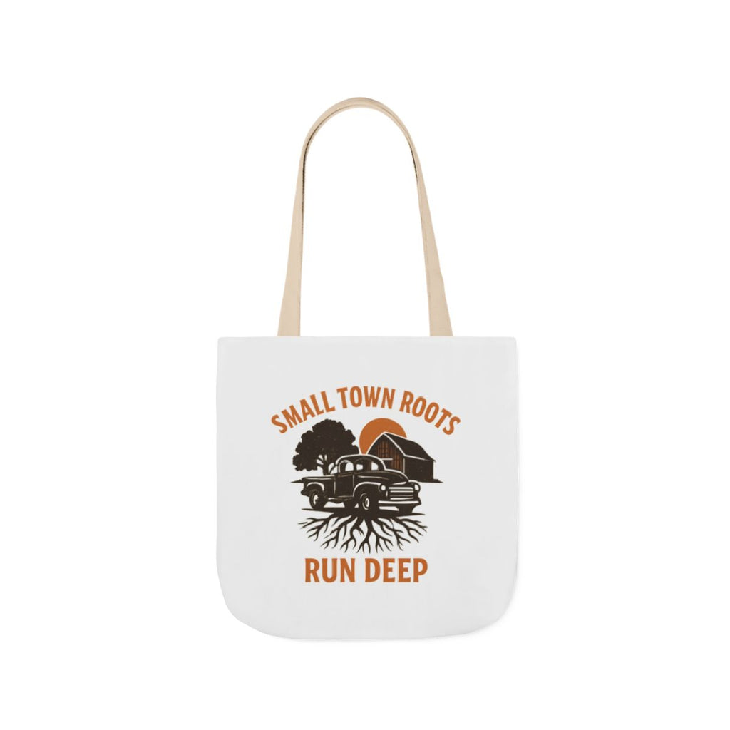 Small Town Roots Run Deep Tote Bag | Rural Heritage Pride Gift | Vintage Pickup Truck Barn Tote | Country Hometown Nostalgia Bag