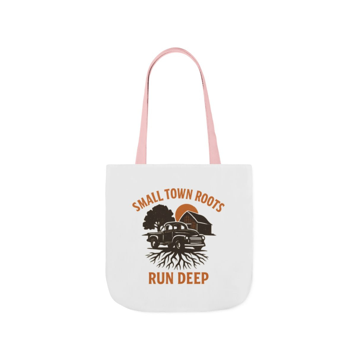 Small Town Roots Run Deep Tote Bag | Rural Heritage Pride Gift | Vintage Pickup Truck Barn Tote | Country Hometown Nostalgia Bag