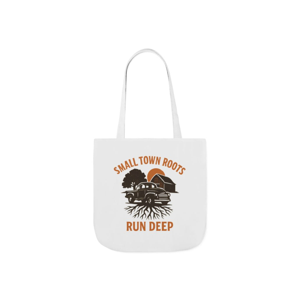 Small Town Roots Run Deep Tote Bag | Rural Heritage Pride Gift | Vintage Pickup Truck Barn Tote | Country Hometown Nostalgia Bag