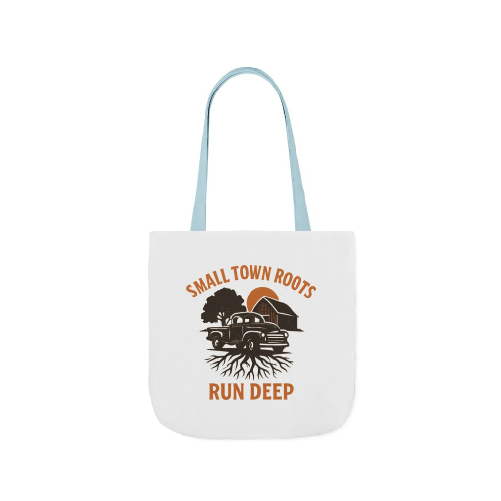 Small Town Roots Run Deep Tote Bag | Rural Heritage Pride Gift | Vintage Pickup Truck Barn Tote | Country Hometown Nostalgia Bag