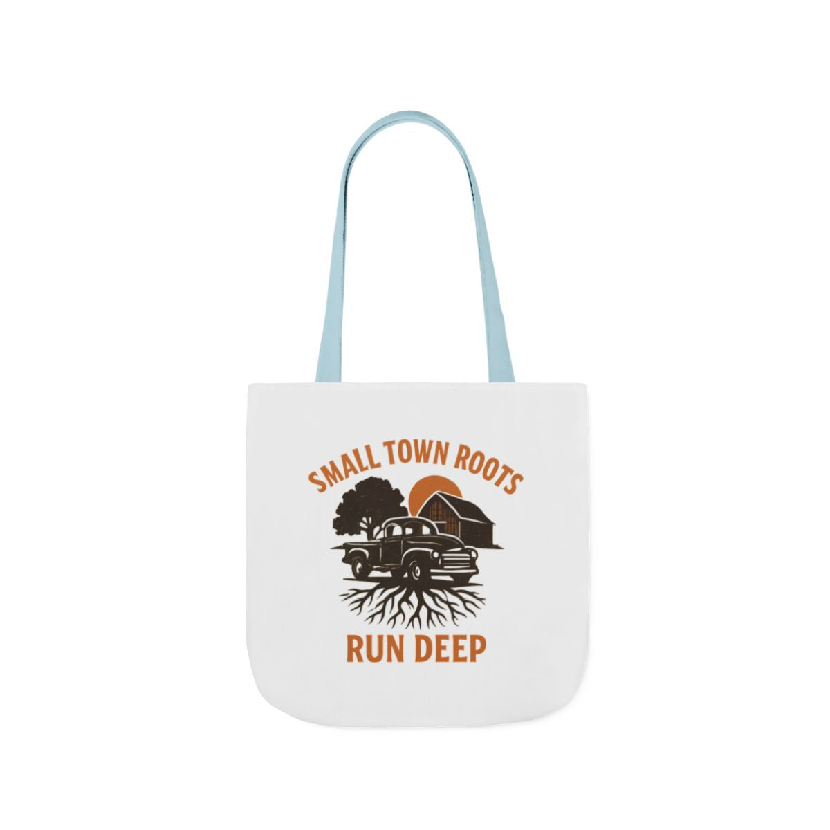 Small Town Roots Run Deep Tote Bag | Rural Heritage Pride Gift | Vintage Pickup Truck Barn Tote | Country Hometown Nostalgia Bag