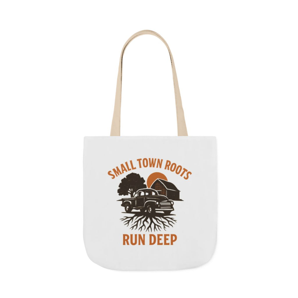 Small Town Roots Run Deep Tote Bag | Rural Heritage Pride Gift | Vintage Pickup Truck Barn Tote | Country Hometown Nostalgia Bag