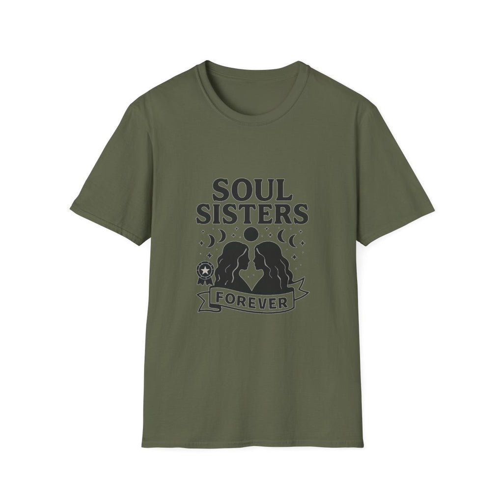 Soul Sisters Forever Matching T-Shirts, Best Friend Shirts, Celestial Moon Phase Tees, BFF Gifts for Women, Soulmate Friendship