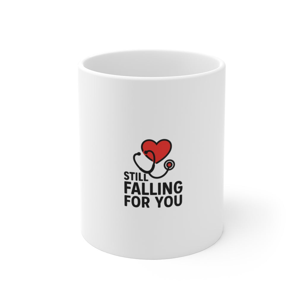 Still Falling For You Medical Mug | Nurse Doctor Gift Coffee Cup | Healthcare Worker Romance Gift | Stethoscope Heart Mug