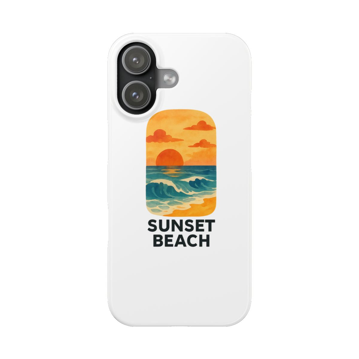 Sunset Beach Waves Watercolor Phone Case