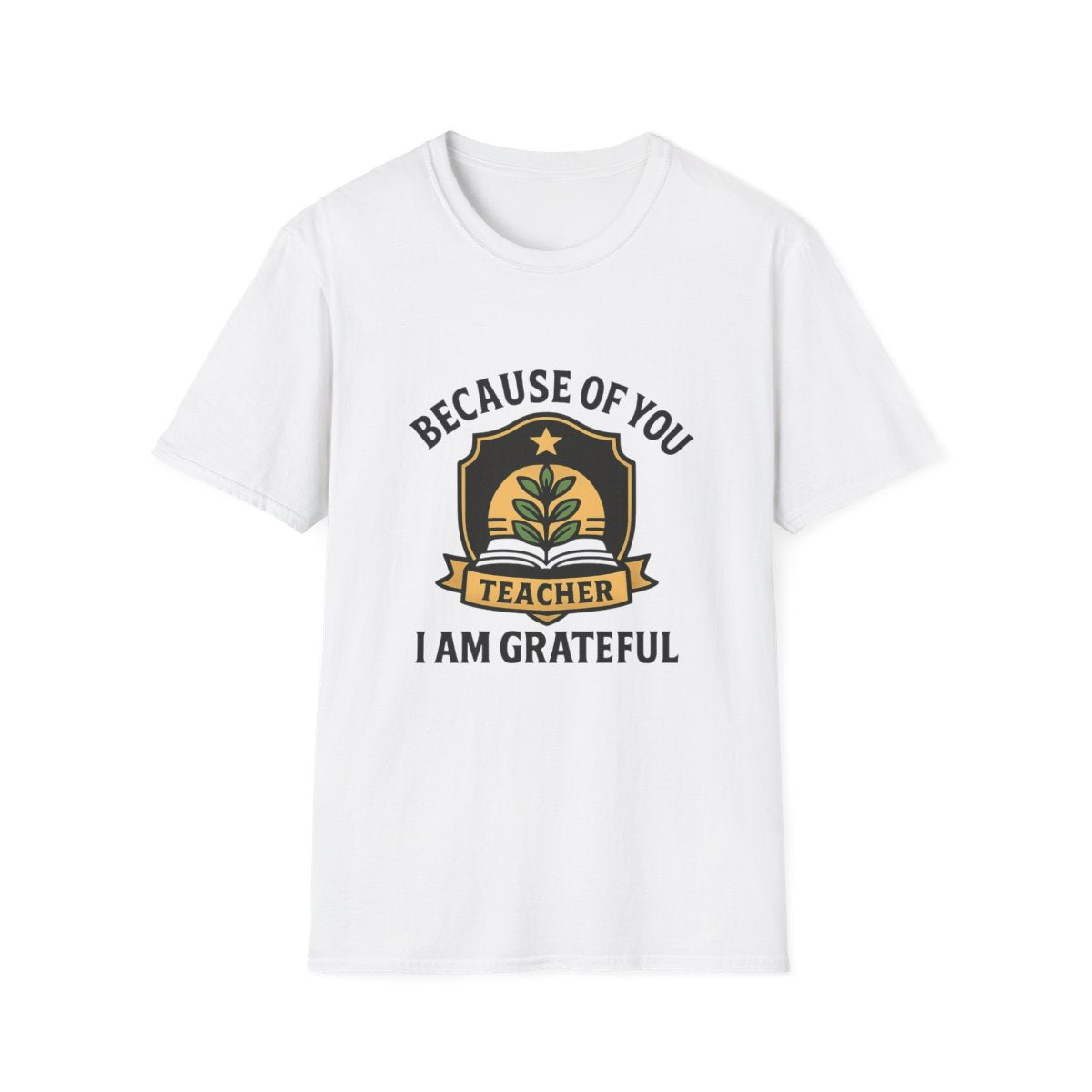 Teacher Appreciation Shirt, Because of You I Am Grateful T-Shirt, Teacher Gift, Thank You Teacher Tee, End of Year Gift