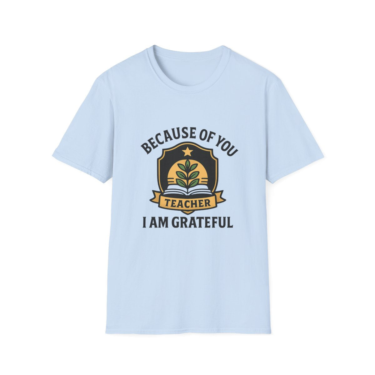 Teacher Appreciation Shirt, Because of You I Am Grateful T-Shirt, Teacher Gift, Thank You Teacher Tee, End of Year Gift