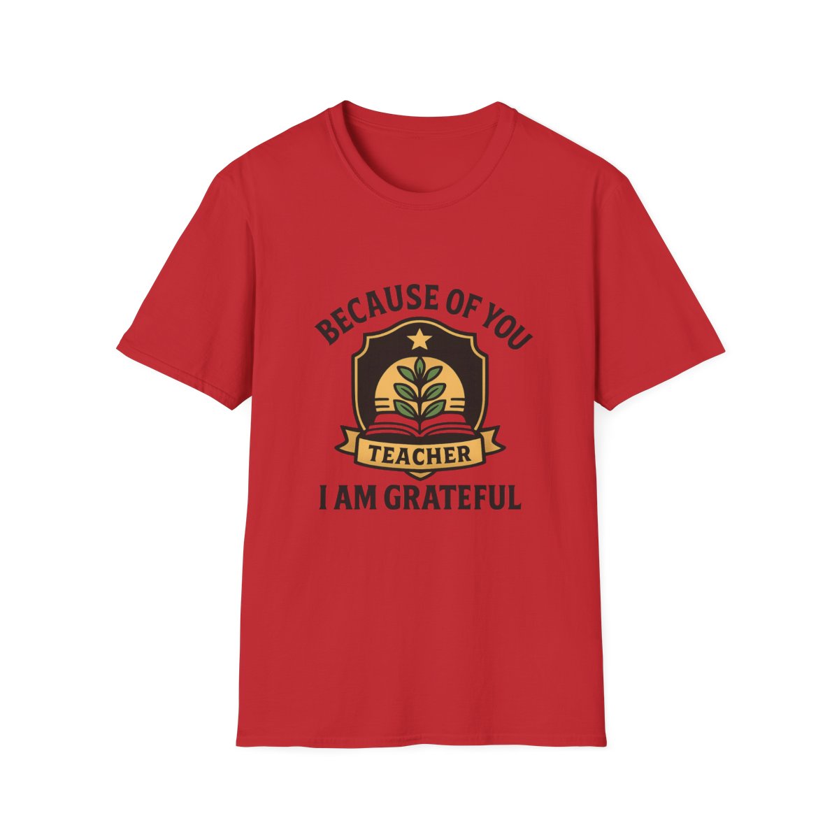 Teacher Appreciation Shirt, Because of You I Am Grateful T-Shirt, Teacher Gift, Thank You Teacher Tee, End of Year Gift