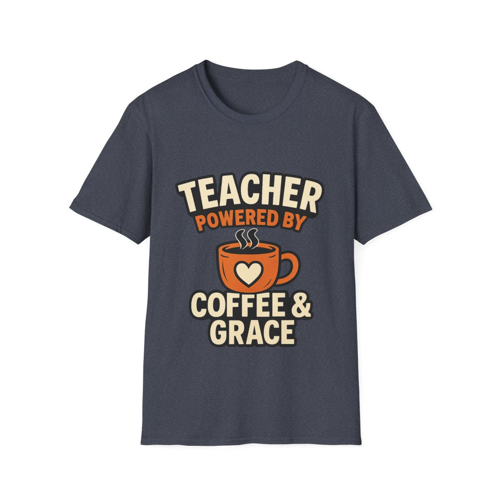 Teacher Powered By Coffee & Grace T-Shirt, Teacher Appreciation Gift, First Day of School Shirt, Teacher Life Tee