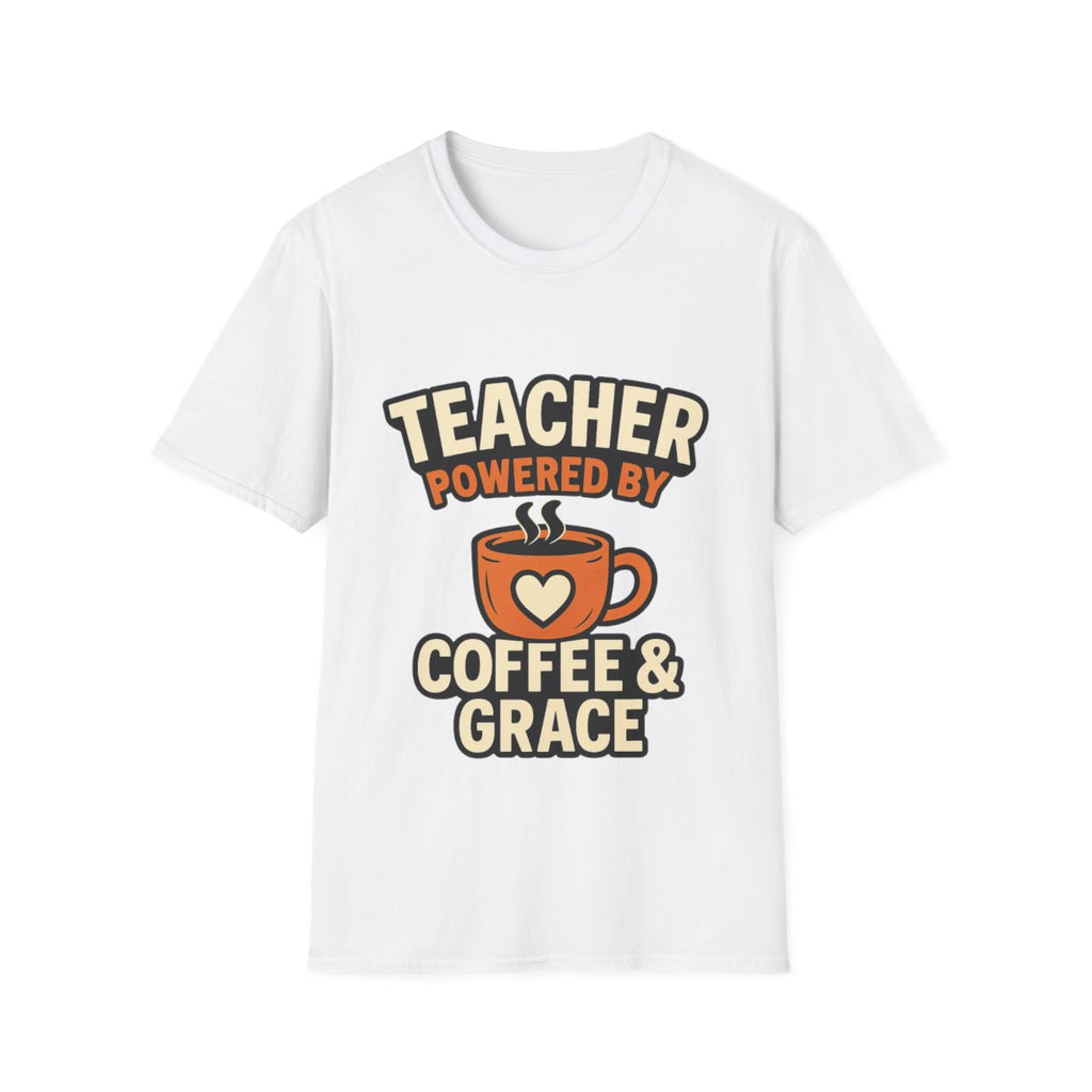 Teacher Powered By Coffee & Grace T-Shirt, Teacher Appreciation Gift, First Day of School Shirt, Teacher Life Tee