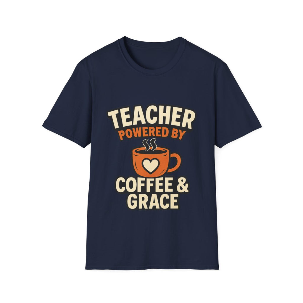 Teacher Powered By Coffee & Grace T-Shirt, Teacher Appreciation Gift, First Day of School Shirt, Teacher Life Tee