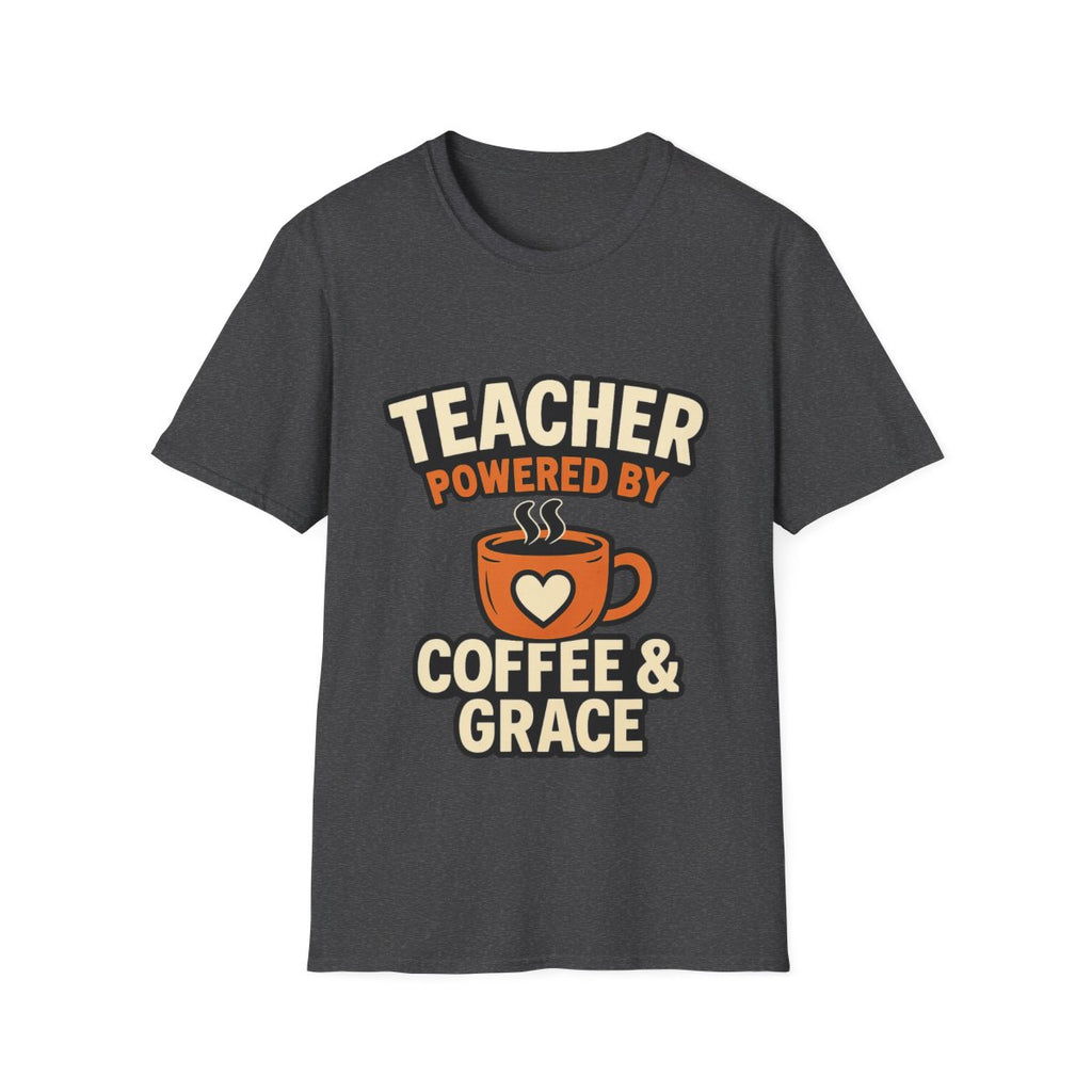 Teacher Powered By Coffee & Grace T-Shirt, Teacher Appreciation Gift, First Day of School Shirt, Teacher Life Tee