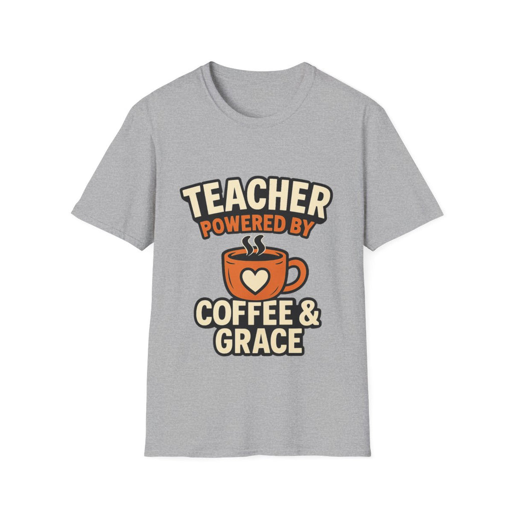 Teacher Powered By Coffee & Grace T-Shirt, Teacher Appreciation Gift, First Day of School Shirt, Teacher Life Tee