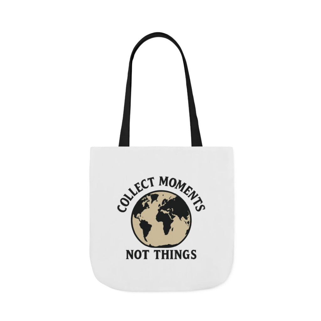 Travel Tote Bag Wanderlust Gift, Collect Moments Not Things Canvas Tote, World Map Tote Bag for Women, Traveler Gift Adventure Lover
