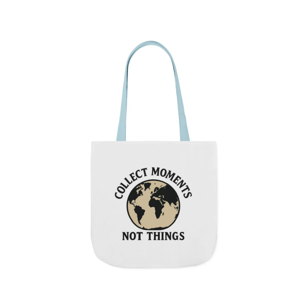 Travel Tote Bag Wanderlust Gift, Collect Moments Not Things Canvas Tote, World Map Tote Bag for Women, Traveler Gift Adventure Lover