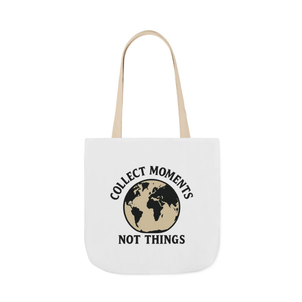 Travel Tote Bag Wanderlust Gift, Collect Moments Not Things Canvas Tote, World Map Tote Bag for Women, Traveler Gift Adventure Lover