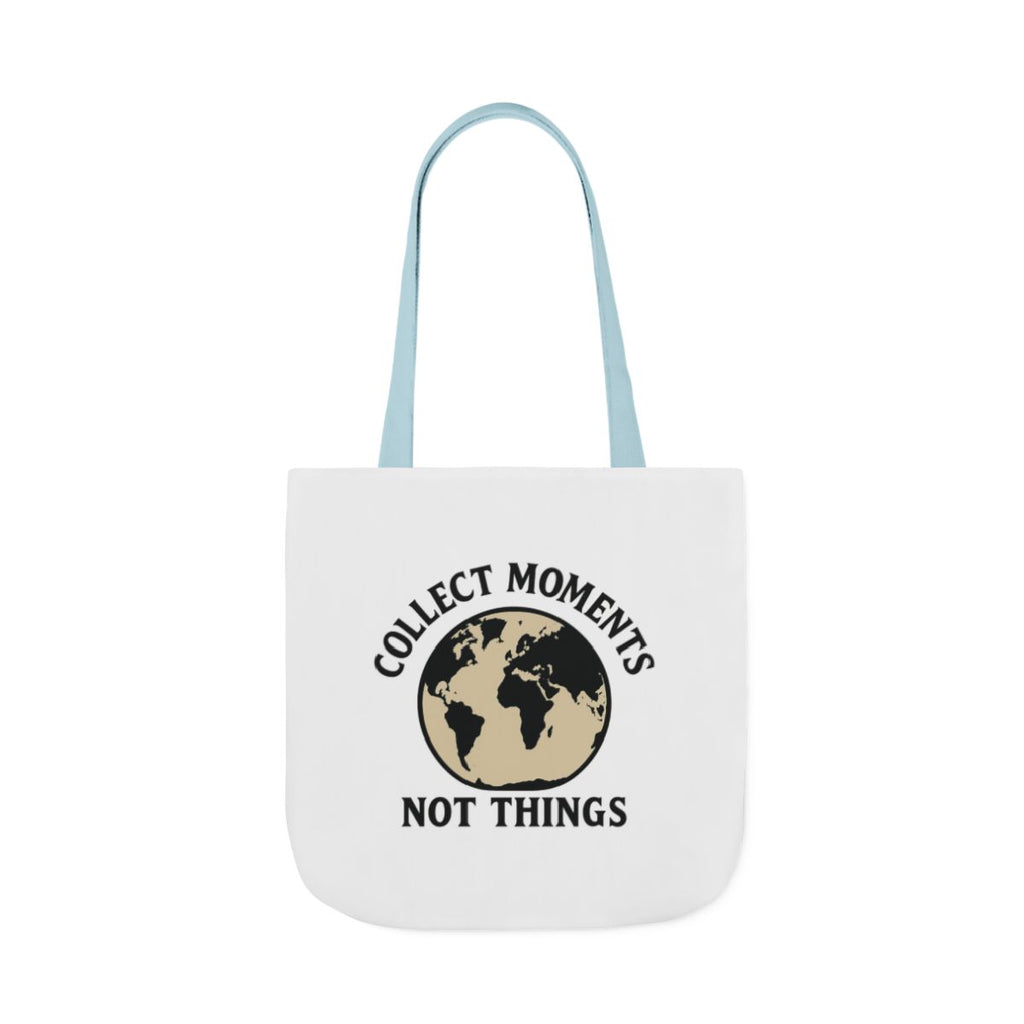 Travel Tote Bag Wanderlust Gift, Collect Moments Not Things Canvas Tote, World Map Tote Bag for Women, Traveler Gift Adventure Lover