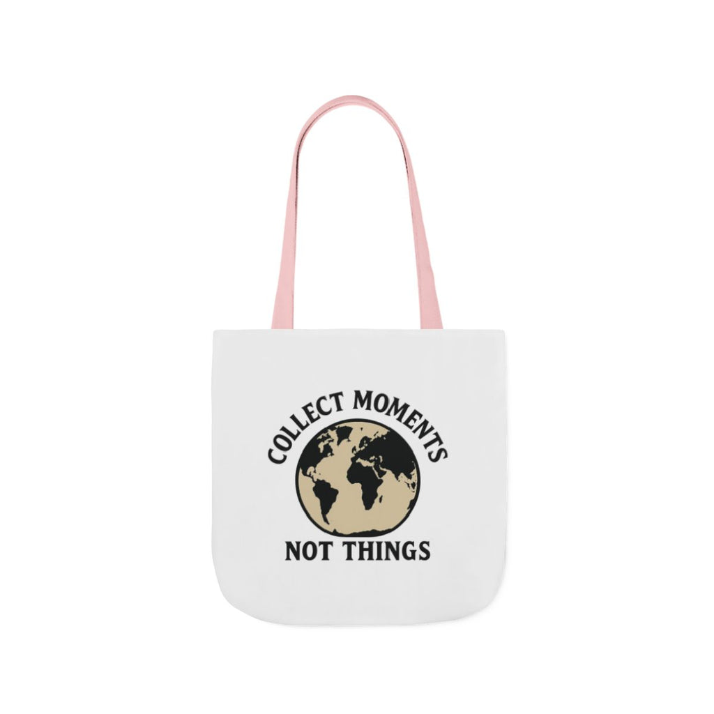 Travel Tote Bag Wanderlust Gift, Collect Moments Not Things Canvas Tote, World Map Tote Bag for Women, Traveler Gift Adventure Lover