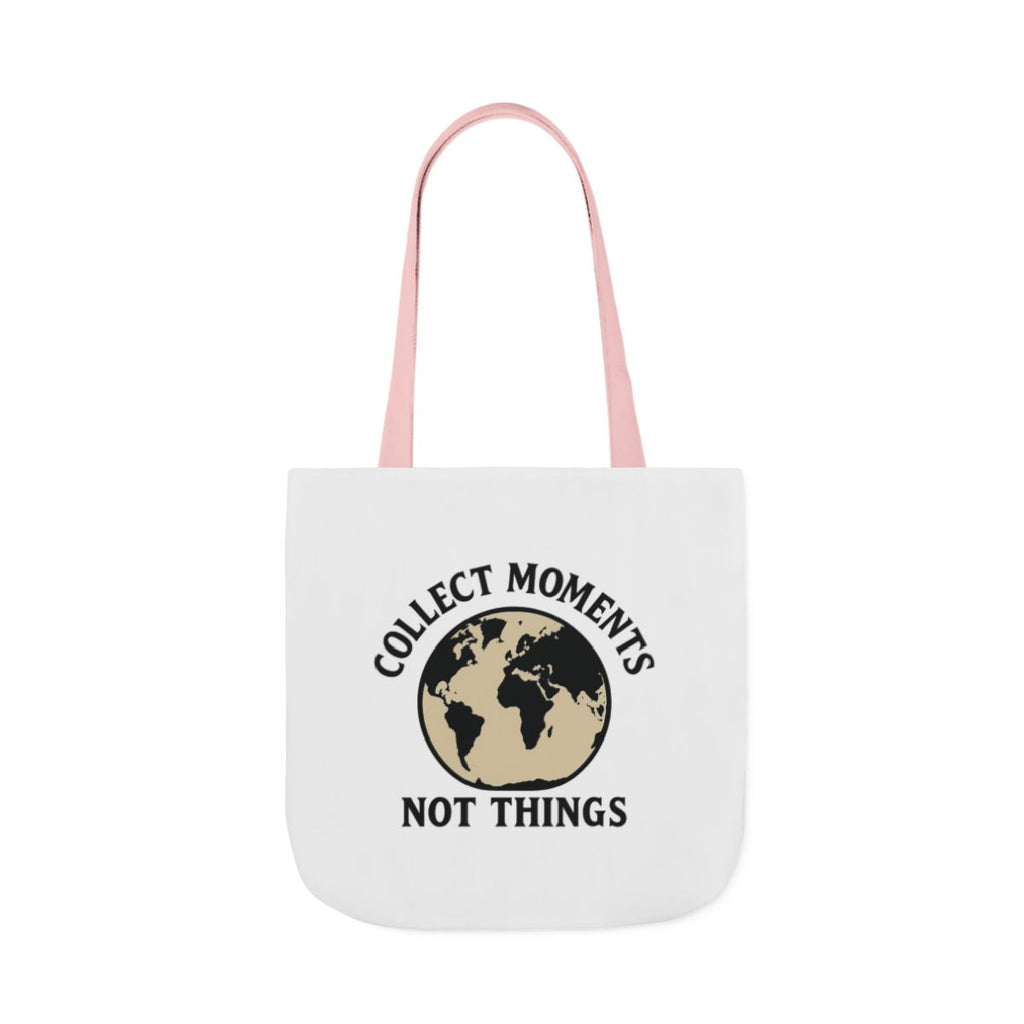 Travel Tote Bag Wanderlust Gift, Collect Moments Not Things Canvas Tote, World Map Tote Bag for Women, Traveler Gift Adventure Lover