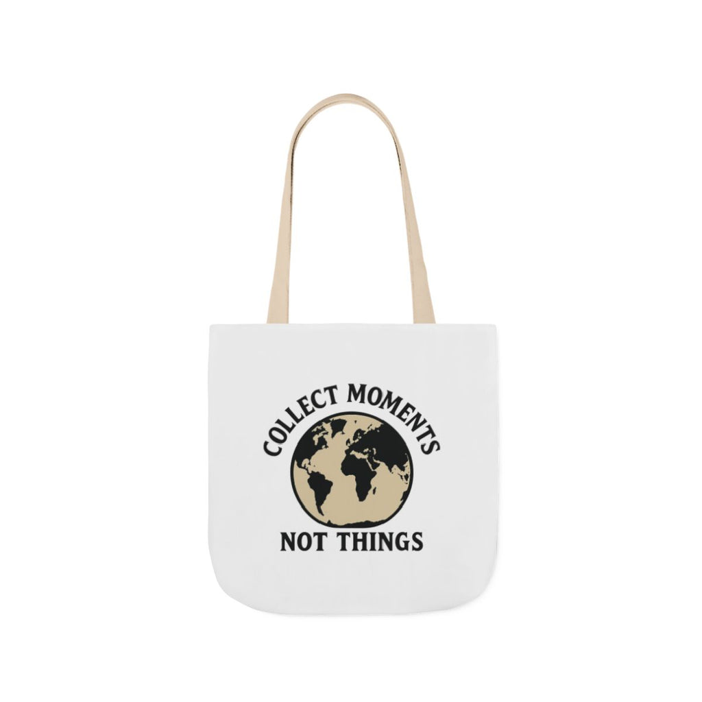 Travel Tote Bag Wanderlust Gift, Collect Moments Not Things Canvas Tote, World Map Tote Bag for Women, Traveler Gift Adventure Lover