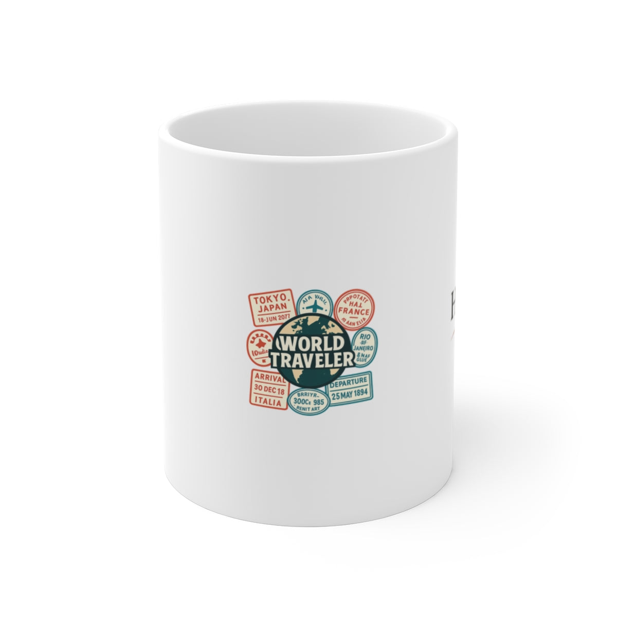 Vintage Passport Stamps World Traveler Mug, Travel Gift for Adventurers, Wanderlust Coffee Cup, Retro Globe Trotter Mug