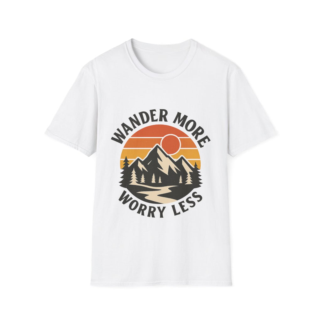 Wander More Worry Less Shirt Mountain Sunset Vintage Travel Tshirt Wanderlust Gift Adventure Hiking Camping Retro Tee