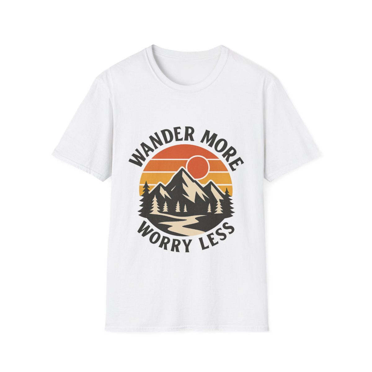 Wander More Worry Less Shirt Mountain Sunset Vintage Travel Tshirt Wanderlust Gift Adventure Hiking Camping Retro Tee