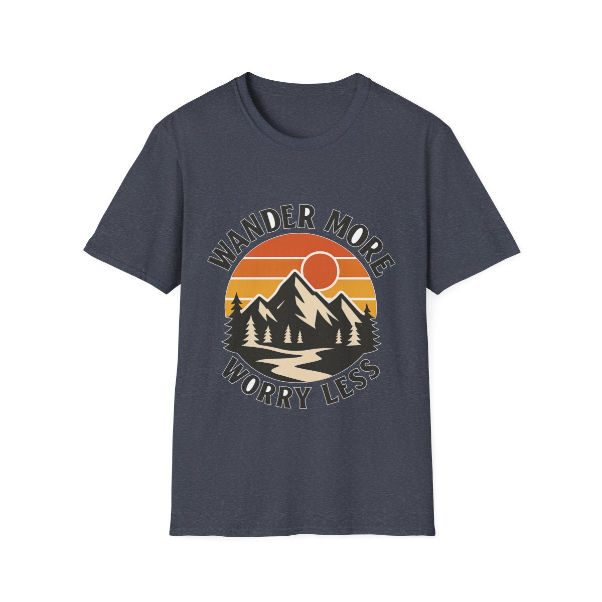 Wander More Worry Less Shirt Mountain Sunset Vintage Travel Tshirt Wanderlust Gift Adventure Hiking Camping Retro Tee