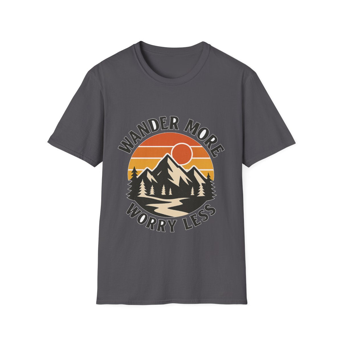 Wander More Worry Less Shirt Mountain Sunset Vintage Travel Tshirt Wanderlust Gift Adventure Hiking Camping Retro Tee