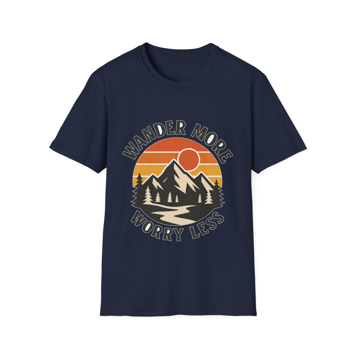 Wander More Worry Less Shirt Mountain Sunset Vintage Travel Tshirt Wanderlust Gift Adventure Hiking Camping Retro Tee
