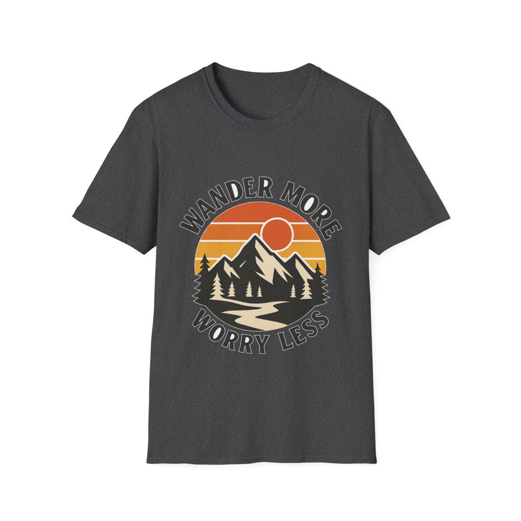 Wander More Worry Less Shirt Mountain Sunset Vintage Travel Tshirt Wanderlust Gift Adventure Hiking Camping Retro Tee