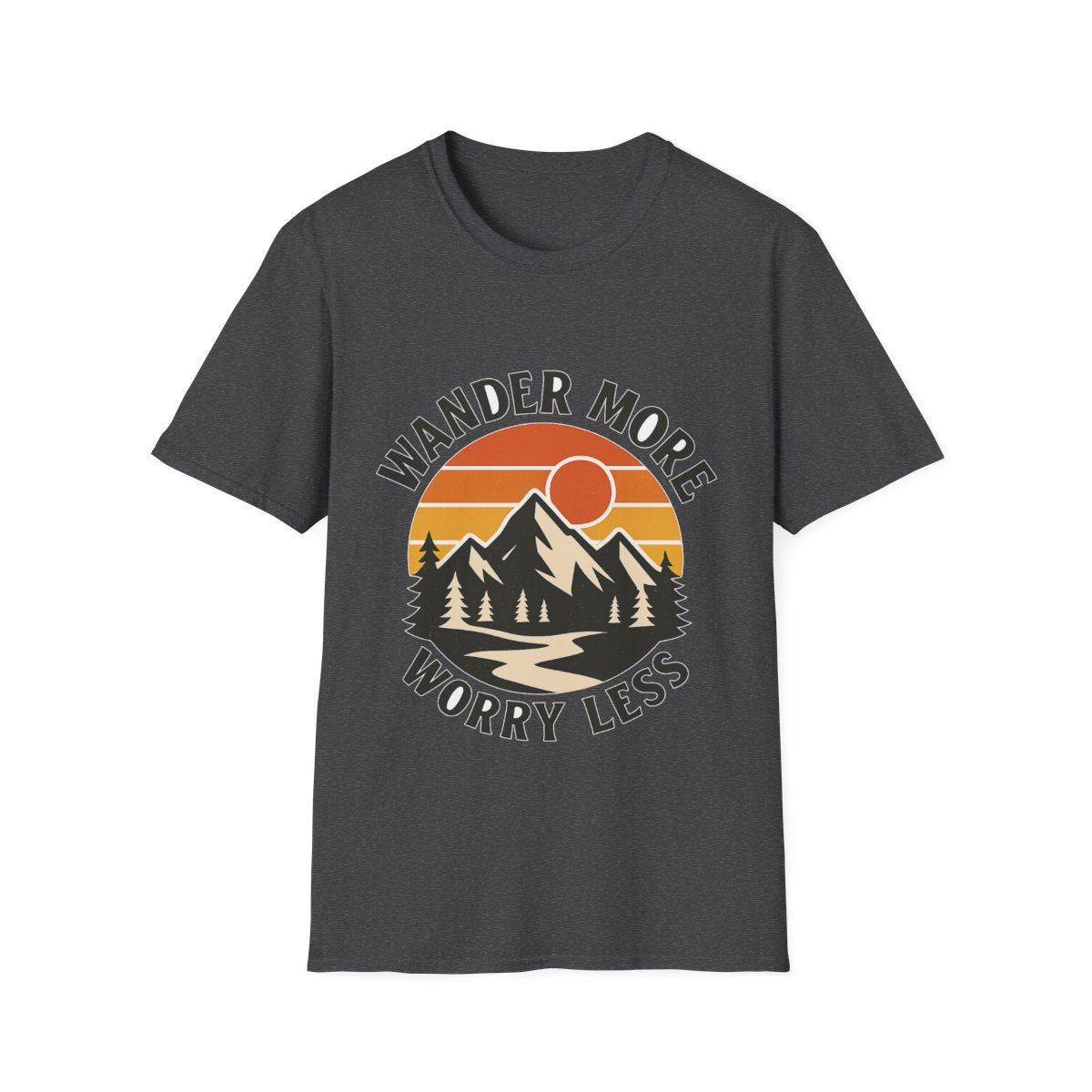Wander More Worry Less Shirt Mountain Sunset Vintage Travel Tshirt Wanderlust Gift Adventure Hiking Camping Retro Tee