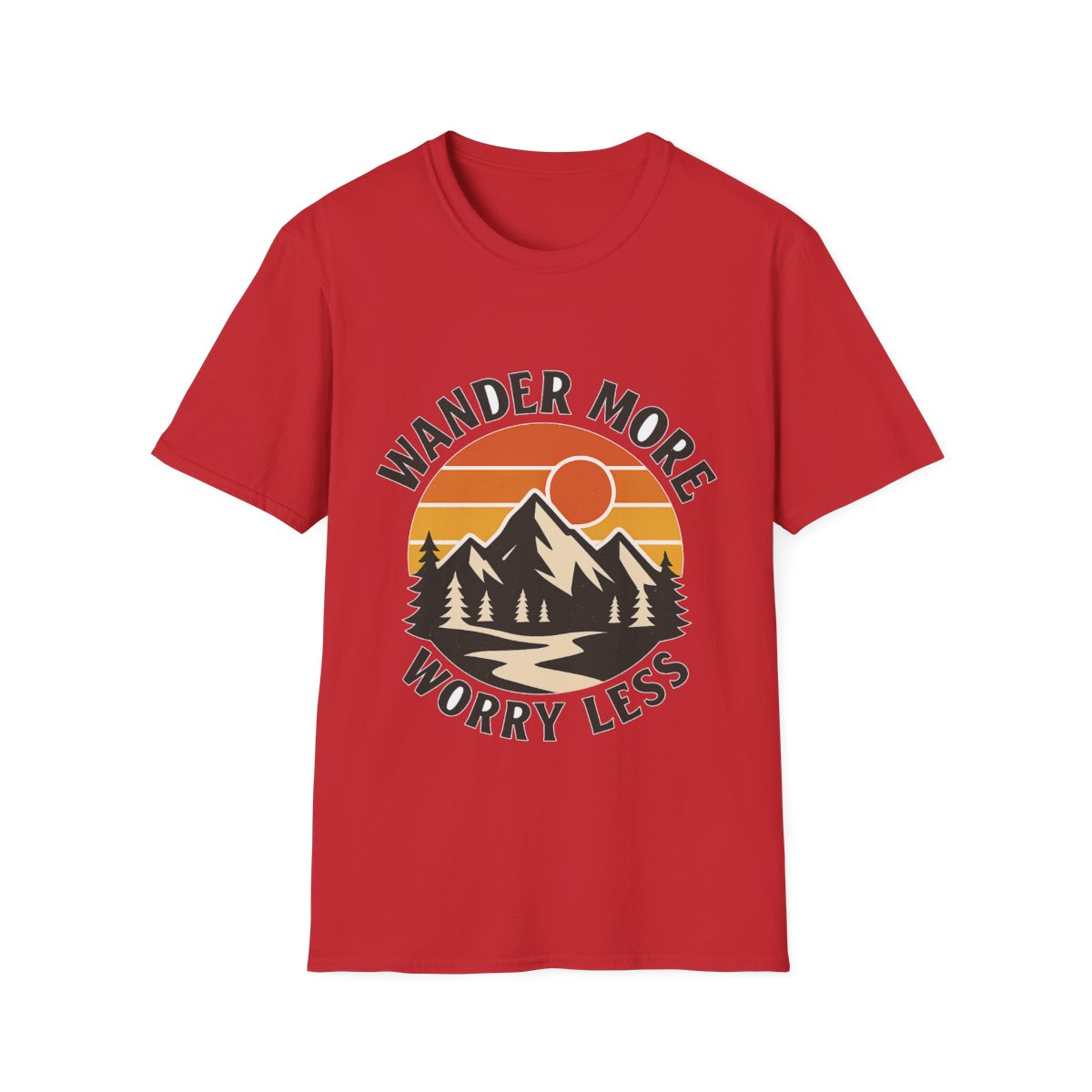 Wander More Worry Less Shirt Mountain Sunset Vintage Travel Tshirt Wanderlust Gift Adventure Hiking Camping Retro Tee