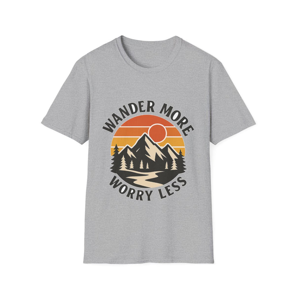 Wander More Worry Less Shirt Mountain Sunset Vintage Travel Tshirt Wanderlust Gift Adventure Hiking Camping Retro Tee