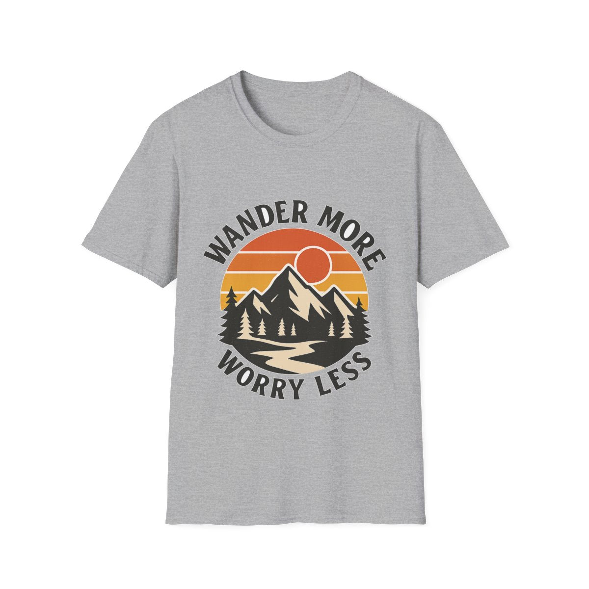 Wander More Worry Less Shirt Mountain Sunset Vintage Travel Tshirt Wanderlust Gift Adventure Hiking Camping Retro Tee