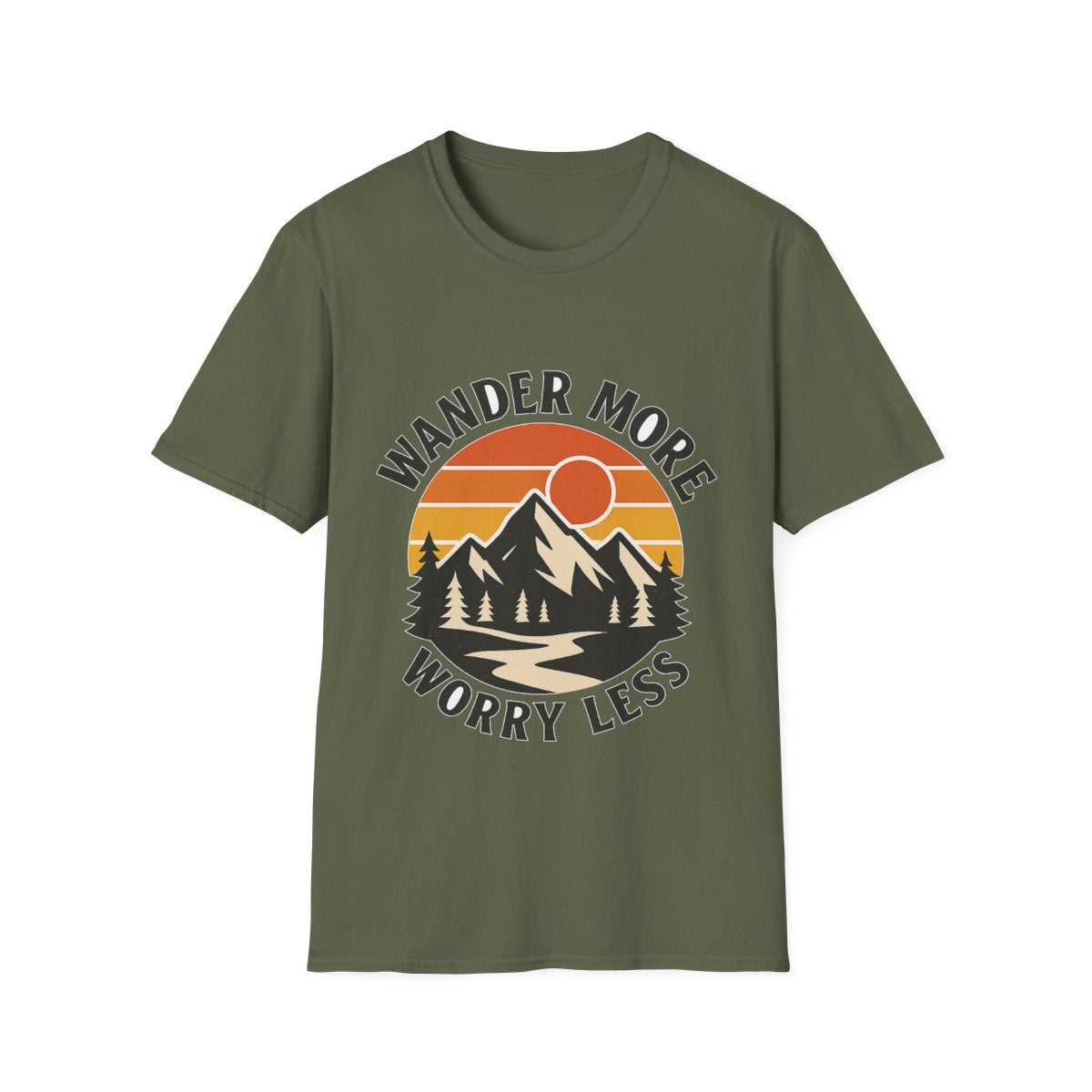 Wander More Worry Less Shirt Mountain Sunset Vintage Travel Tshirt Wanderlust Gift Adventure Hiking Camping Retro Tee