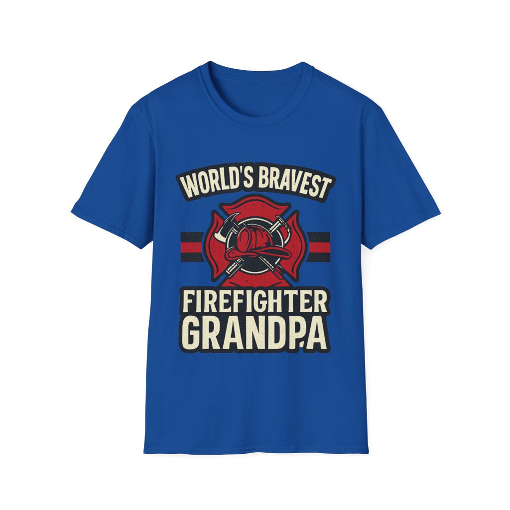 World's Bravest Firefighter Grandpa Shirt, Retired Firefighter Gift for Grandfather, Fire Department Hero Grandpa T-Shirt